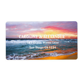 Modern solnedgång vid tropiskt Beach-bröllop Fraktsedel