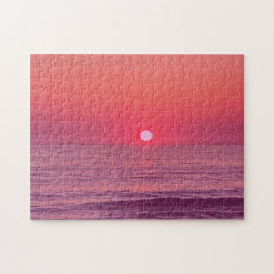 Modern solnedgångsstrand gradient rosa pussel