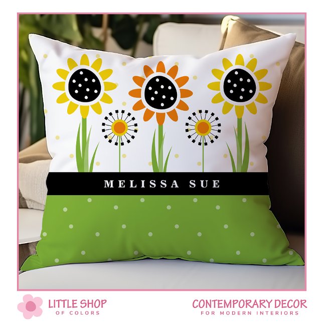 Modern Solros Dandelion Monogram Kudde (Skapare uppladdad)