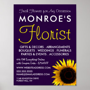 Modern solros, Floristry Advertising Poster