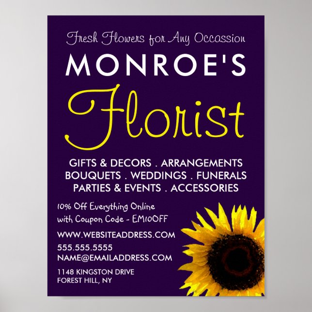 Modern solros, Floristry Advertising Poster (Framsidan)