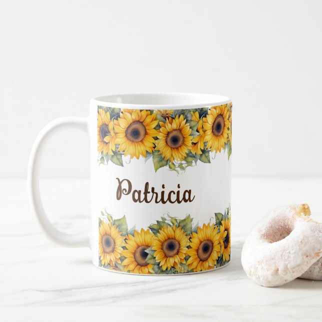 Modern Solros Mugg | Bright Gula blommor (Med munk)