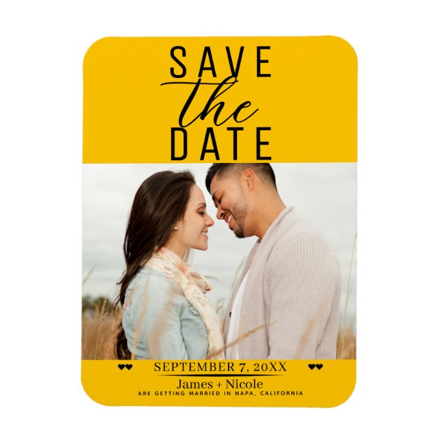 Modern Solros Save the Date Bröllopsfoto Magnet (Vertikal)