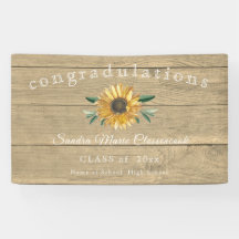 Modern solros studenten Rustic Wood Banner