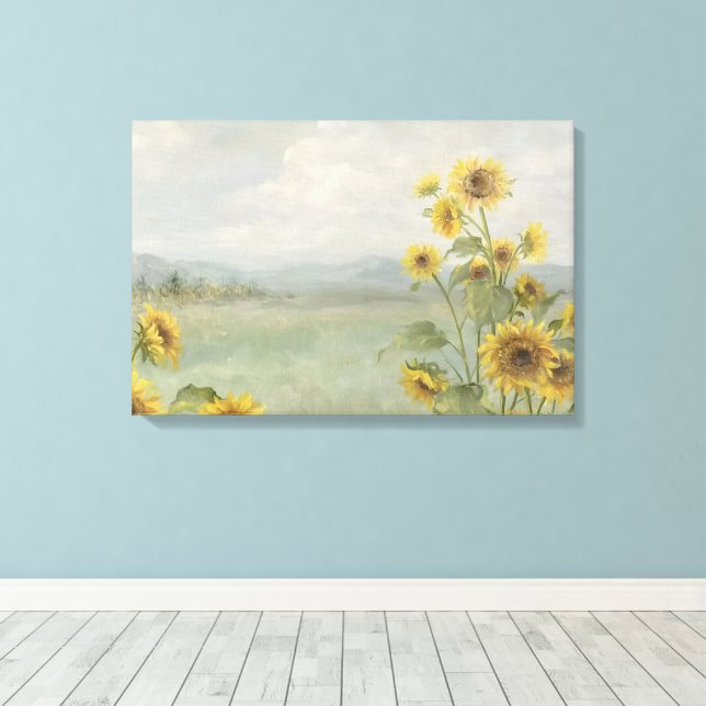 Modern solros vattenfärg & anpassad bild (Insitu (trägolv))