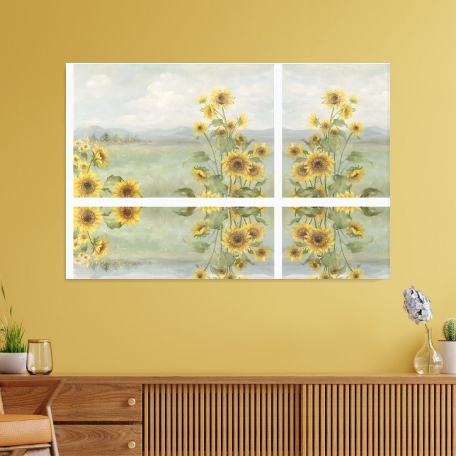 Modern solros vattenfärg & anpassad bild (Insitu (Vardagsrum))