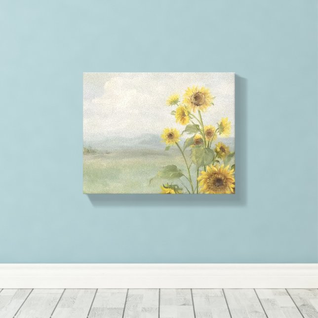 Modern solros vattenfärg & anpassad bild (Insitu (trägolv))