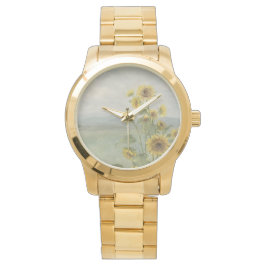 Modern solros vattenfärg & anpassad bild armbandsur