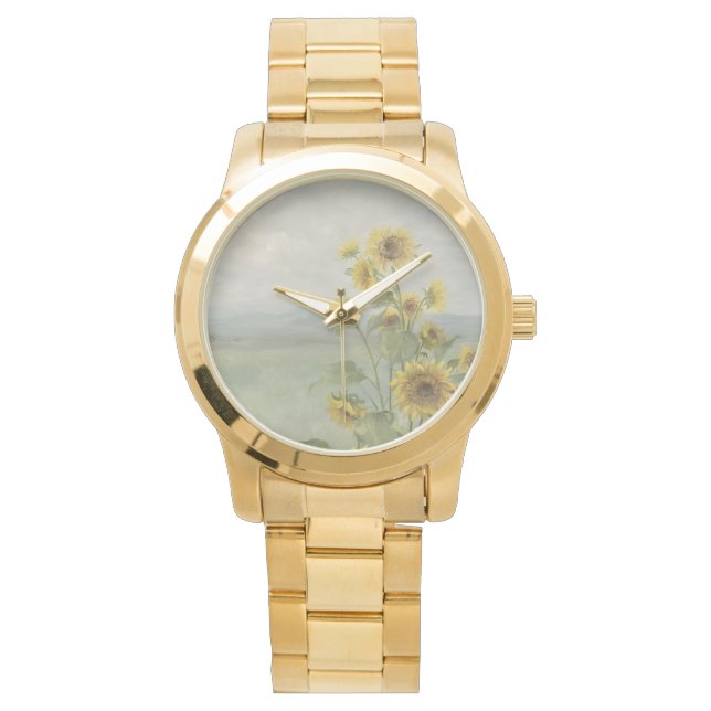 Modern solros vattenfärg & anpassad bild armbandsur (Framsida)