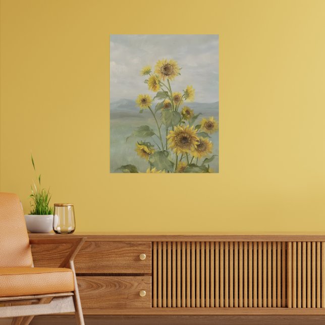 Modern solros vattenfärg & anpassad bild poster (Vardagsrum 2)