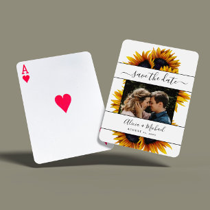 Modern solrosfoto från bröllop spara casinokort