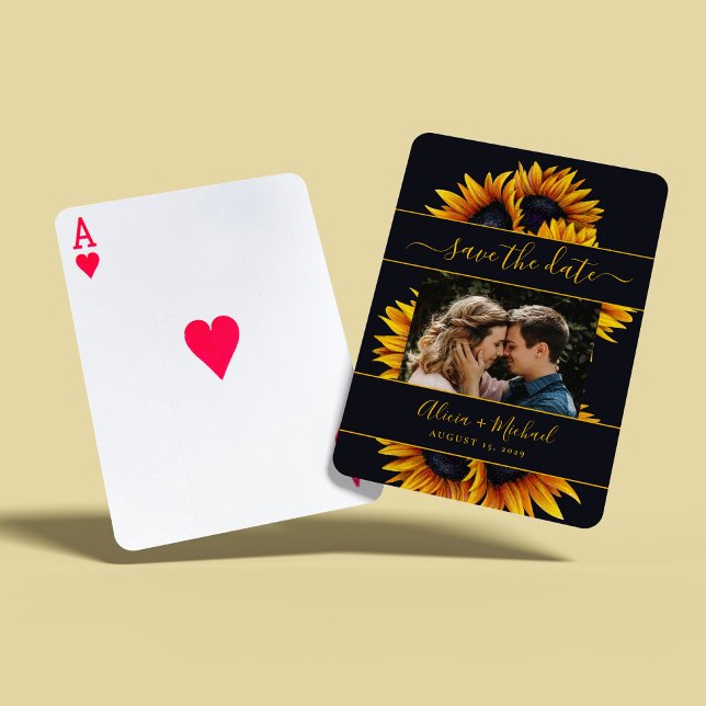 Modern solrosfoto från bröllop spara casinokort (Skapare uppladdad)