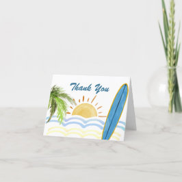 Modern Solskine Tropical Surfing Baby Shower Tack Kort