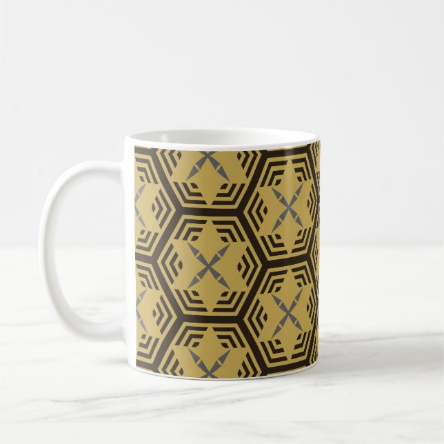 Modern sömlös mönster, guld färg. Geometric Ba Kaffemugg (Vänster)
