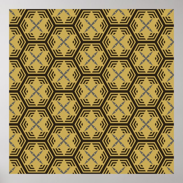 Modern sömlös mönster, guld färg. Geometric Ba Poster (Framsidan)