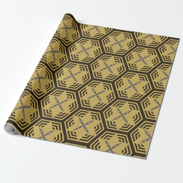 Modern sömlös mönster, guld färg. Geometric Ba Presentpapper (Utrullad)