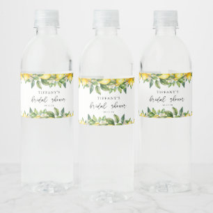 Modern sommar citron citrus bröllopsdusch vattenflaskor etikett