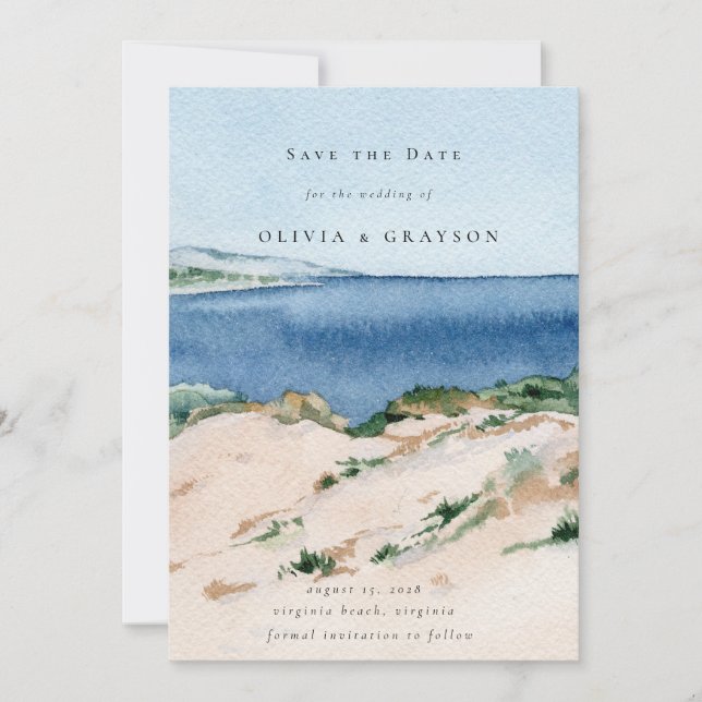 Modern sommarhavsstrand bröllop spara datum spara datumet (Framsida)