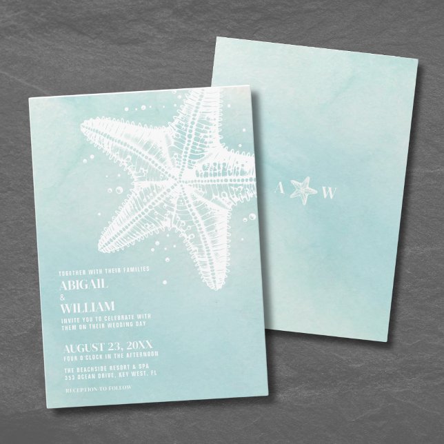 Modern sommarklossbröllop med vattenfärg inbjudningar (Modern Watercolor Summer Beach Wedding Invitation)