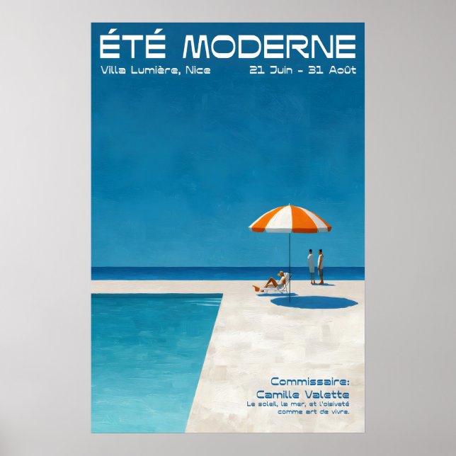 Modern sommarpool väggkonsttryck fet fransk poster (Framsidan)