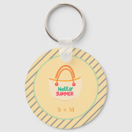 Modern sommarsäck med vattenfärg nyckelring