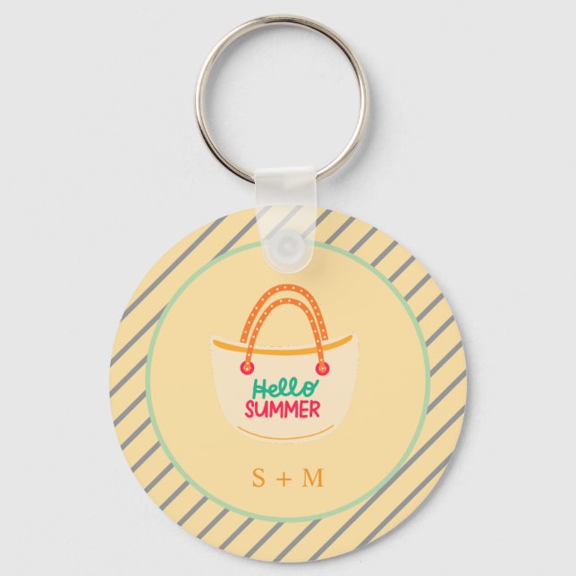 Modern sommarsäck med vattenfärg nyckelring (Framsida)