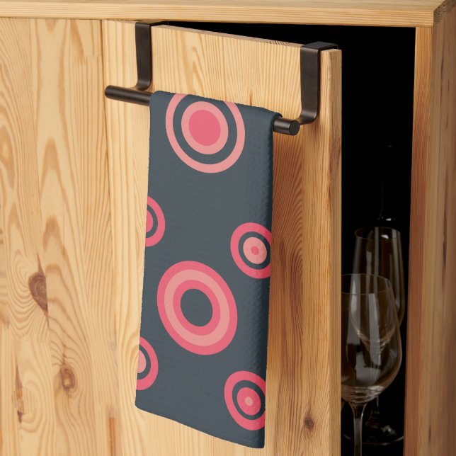 Modern sommarsolnedgång i mitten av århundradet kökshandduk (Thirds Fold)