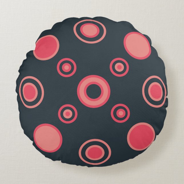 Modern sommarsolnedgång i mitten av århundradet rund kudde (Framsidan)