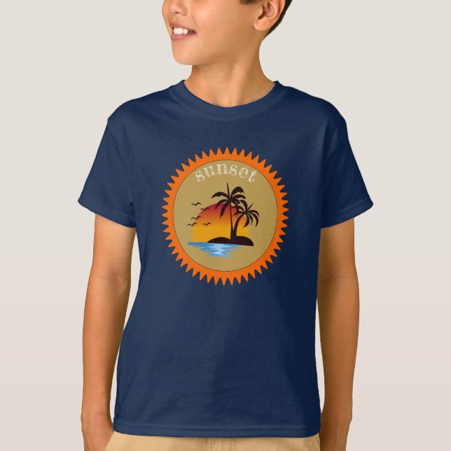 Modern sommarsolnedgång t shirt (Framsida)