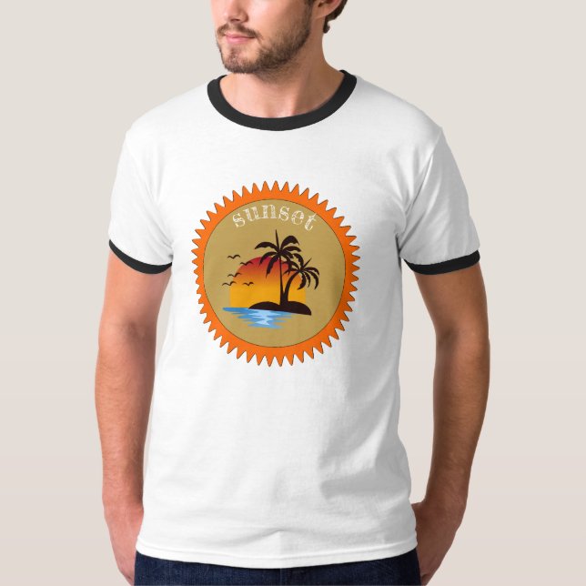 Modern sommarsolnedgång t shirt (Framsida)