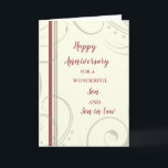 Modern son & Son i Law Bröllop-årsdagen Kort<br><div class="desc">Lycklig bröllop-årskort för son och son i juridik med modern utformning och sentimental vers.</div>