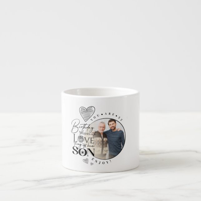 Modern Son, sonson Födelsedagstypografi Foto Espressomugg (Framsidan)