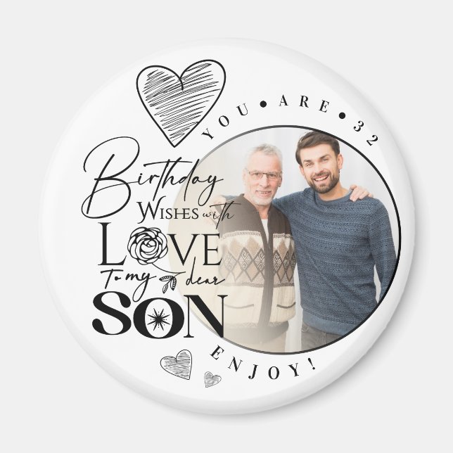 Modern Son, sonson Födelsedagstypografi Foto Magnet (Framsidan)