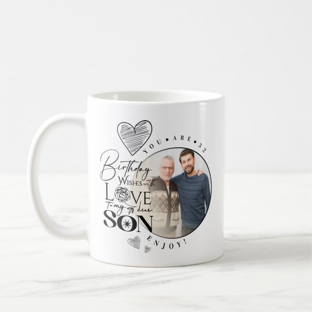 Modern Son, sonsons födelsedag typografi foto Kaffemugg (Vänster)