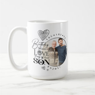 Modern Son, sonsons födelsedag typografi foto Kaffemugg