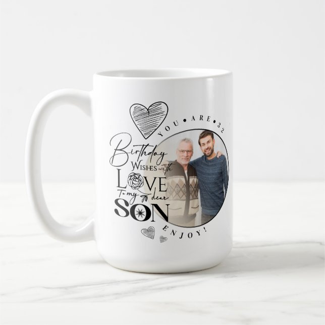 Modern Son, sonsons födelsedag typografi foto Kaffemugg (Vänster)