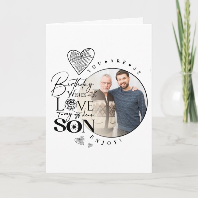 Modern Son, sonsons födelsedagstypografi Foto Kort (Framsida)
