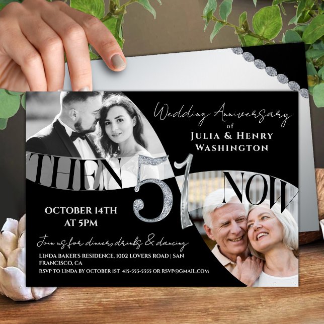 Modern Sophisticated 51st Wedding Anniversary Inbjudningar (Skapare uppladdad)