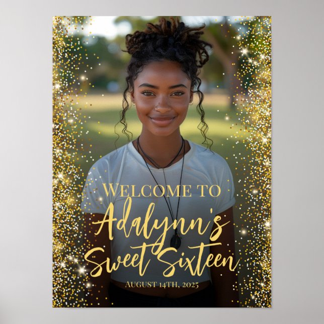 Modern söt 16 party-fotovälkomsttecken poster (Framsidan)