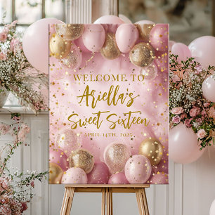 Modern söt 16 rosa guld ballonger välkommen poster