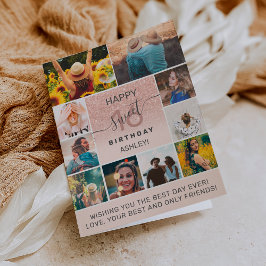 Modern söt 16-rosas födelsedag 11 fotokollage kort