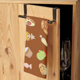 Modern, söt bakande mönster-kock brun kökshandduk