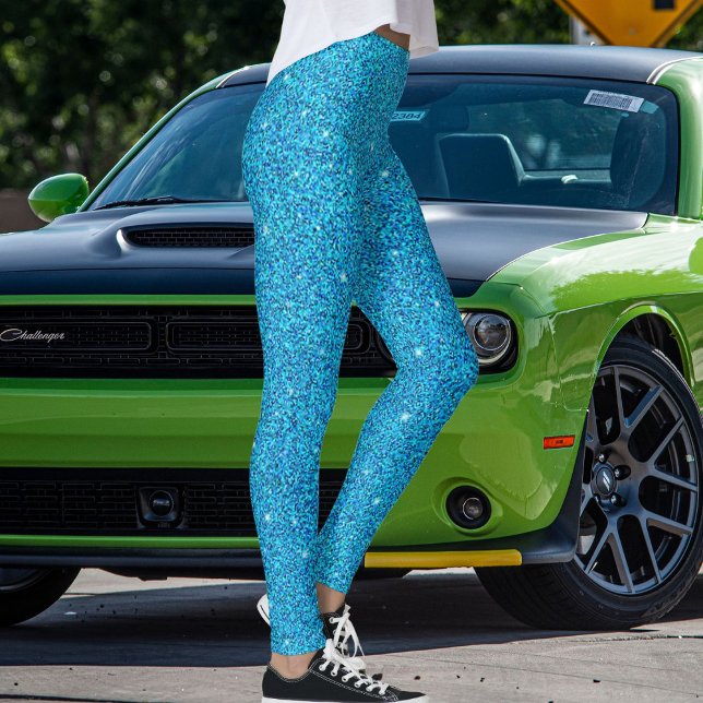 Modern Söt Bebis Blå Azurblå Glitter Gnistrande Pr Leggings (Skapare uppladdad)
