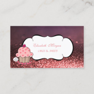 Modern Söt Behaglig Cupcake Bagarstuga Bokeh Visitkort