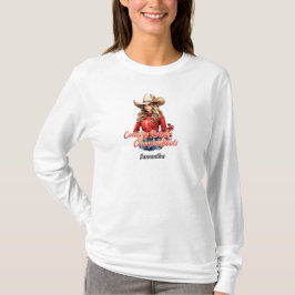 Modern söt blond julcowgirl med hatt t shirt