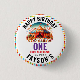Modern Söt Cirkus Karneval 1-årsdag Knapp