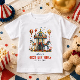 Modern Söt Cirkus Karneval Fest 1-årsdag T Shirt