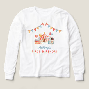 Modern Söt Cirkus Karneval Fiesta Första Födelseda T Shirt
