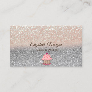 Modern Söt Cupcake, Glitter Ombre Visitkort