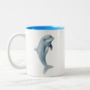 Modern Söt Delfin och Turkos Initial Mugg